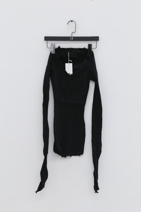 Marc Le Bihan 26909 V-neck tight stretch top 10 meters silk shrink MLB-26909-E21-HEI Black 26909-E21